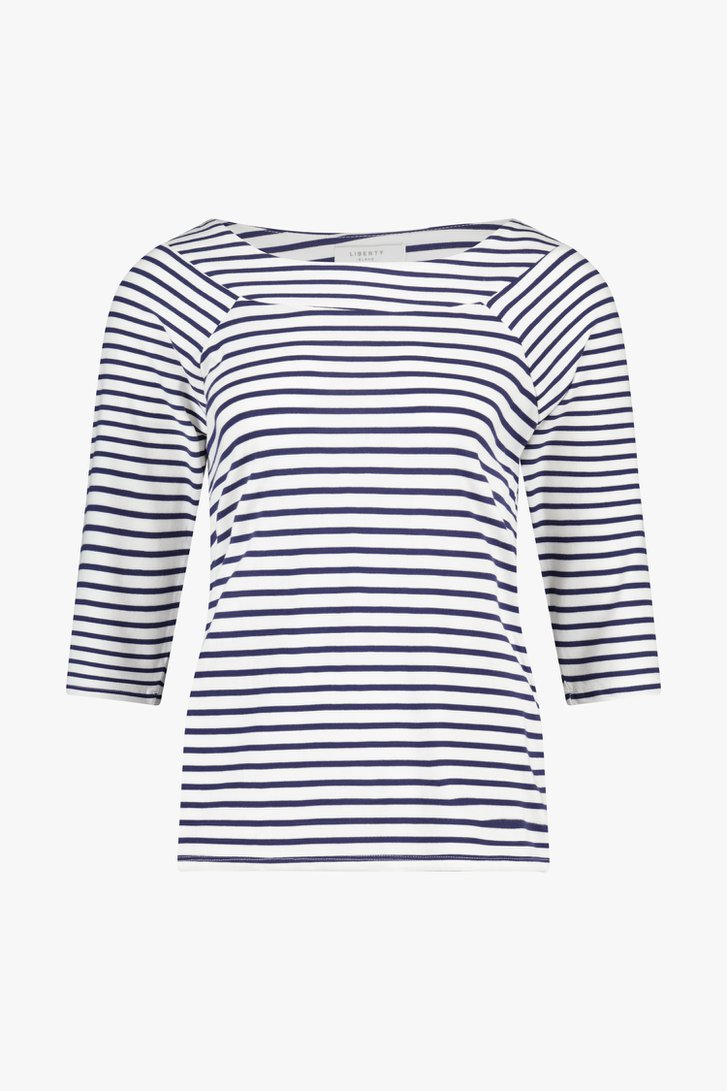 Wit T-shirt met blauwe strepen van Liberty Island voor Dames
