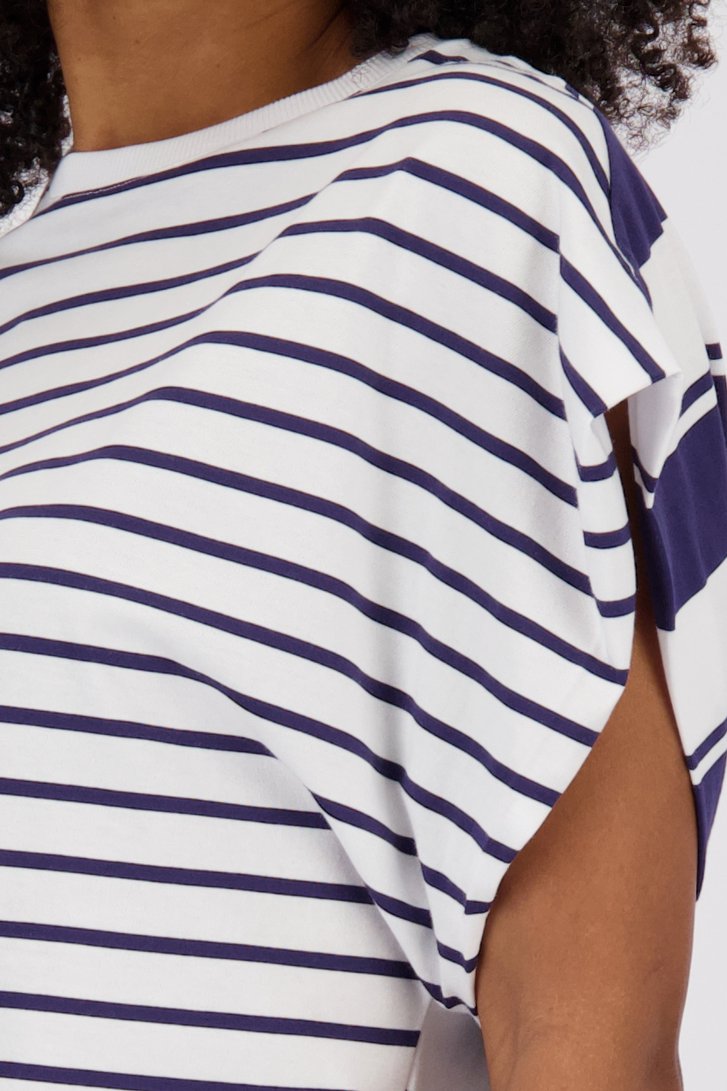 Detail van Wit T-shirt met Bretonse streep door Louise voor Dames