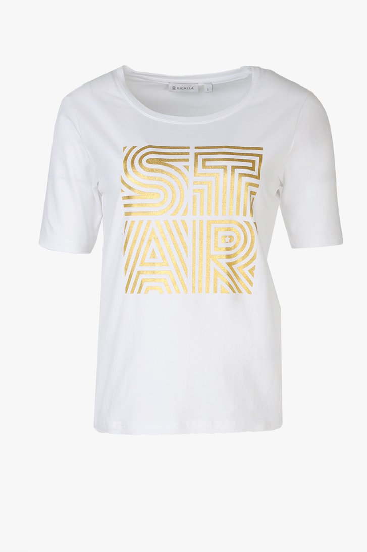 Wit T-shirt met gouden print