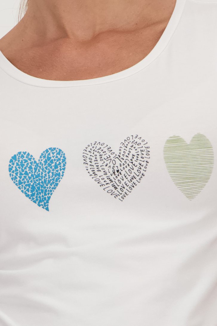 Wit T-shirt met hartjesprint van More & More voor Dames