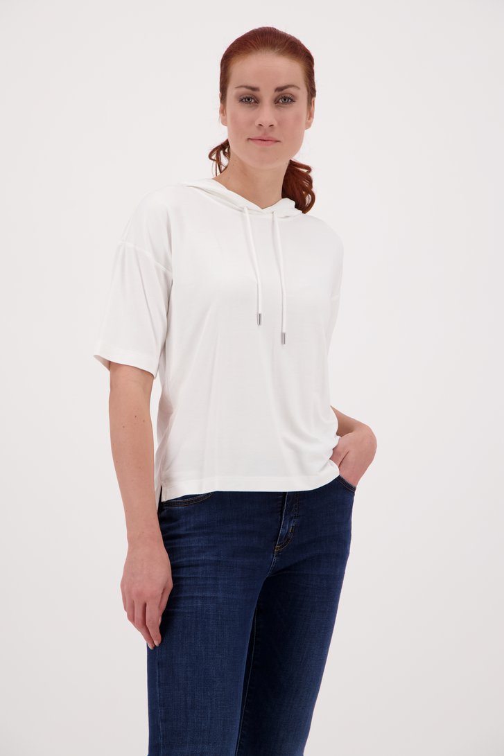 Wit T-shirt met kap van Opus voor Dames