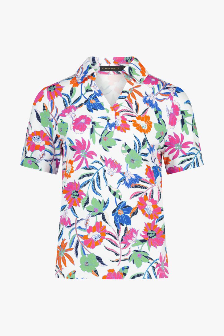 Wit T-shirt met kleurrijke bloemenprint van Claude Arielle voor Dames