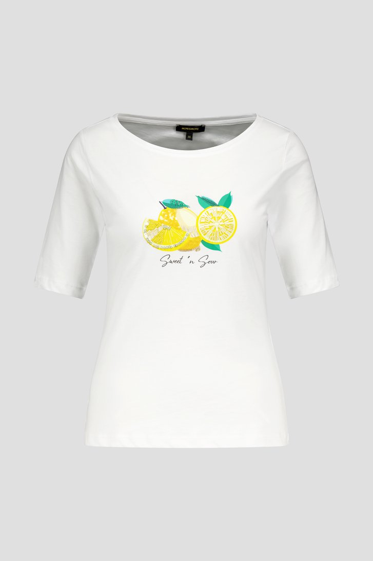 Wit T-shirt met opdruk van More & More voor Dames