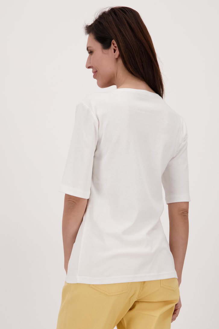 Wit T-shirt met opdruk van Signature voor Dames