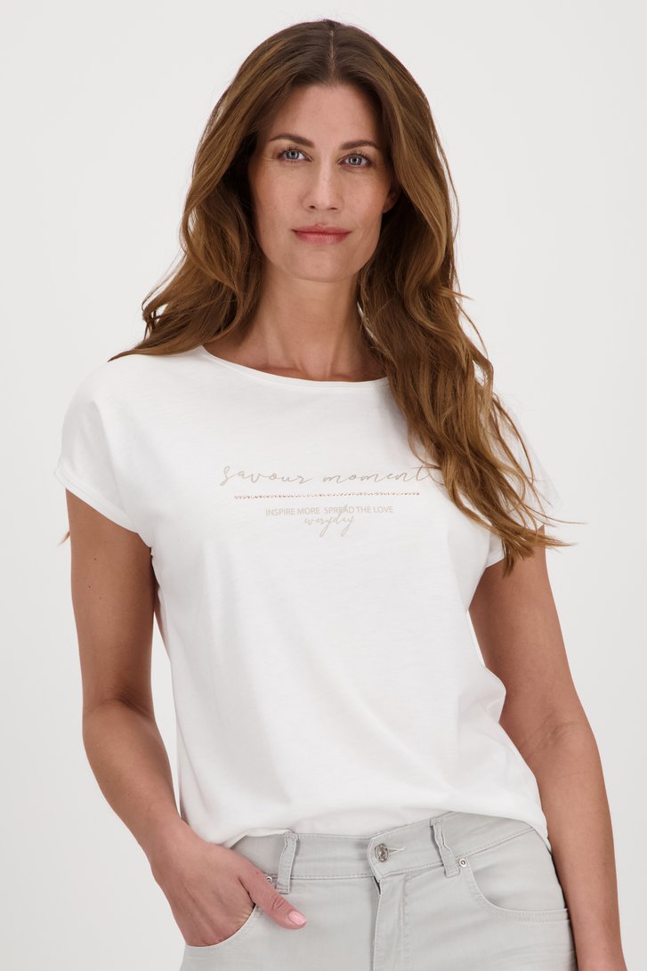 Wit T-shirt met opschrift  van Geisha voor Dames