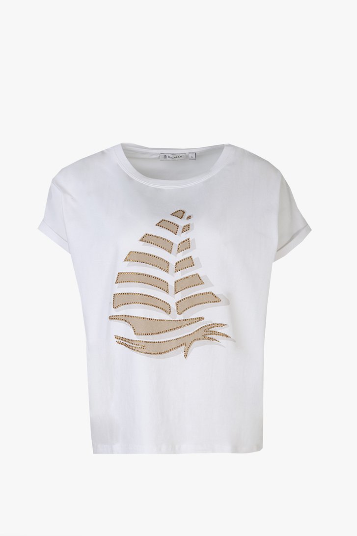 Wit T-shirt met print en strass