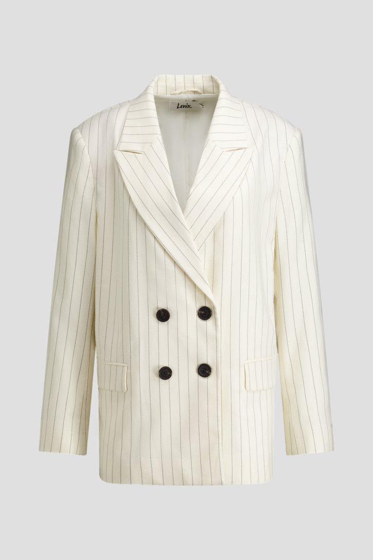 Productfoto 1 van Witte blazer met zwarte krijtstreep door Louise voor Dames