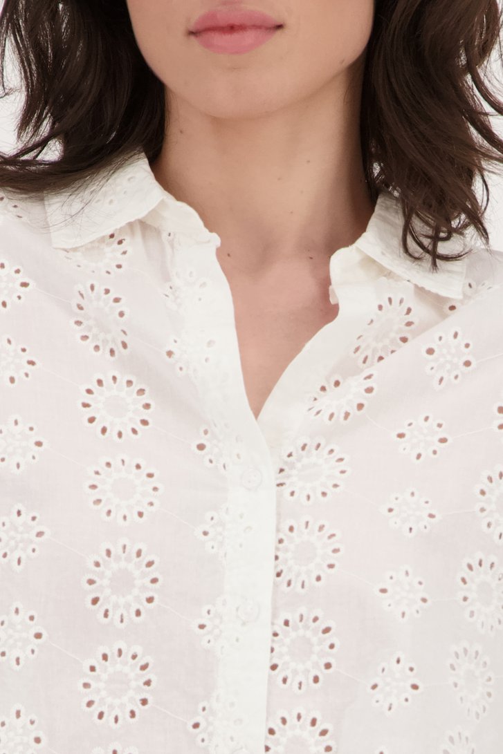 Witte blouse met ajour details van JDY voor Dames