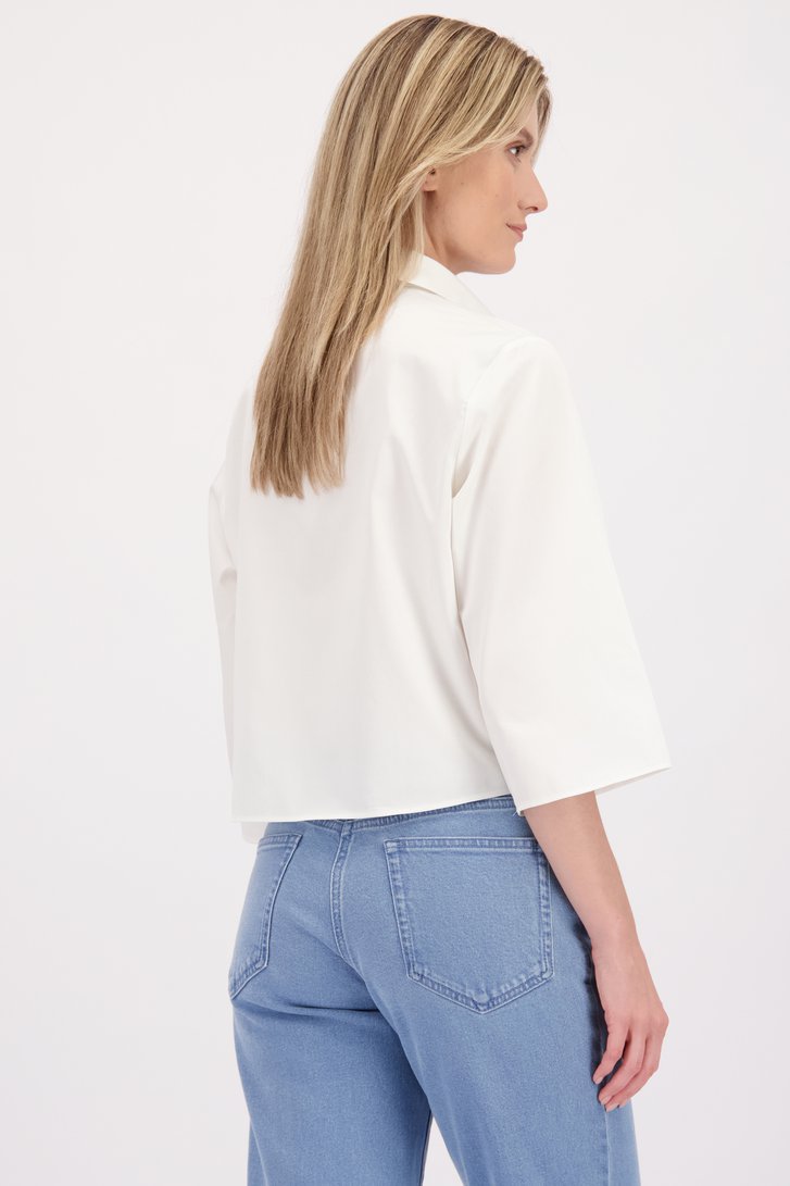 Detail van Witte blouse met bladermotief door D'Auvry voor Dames