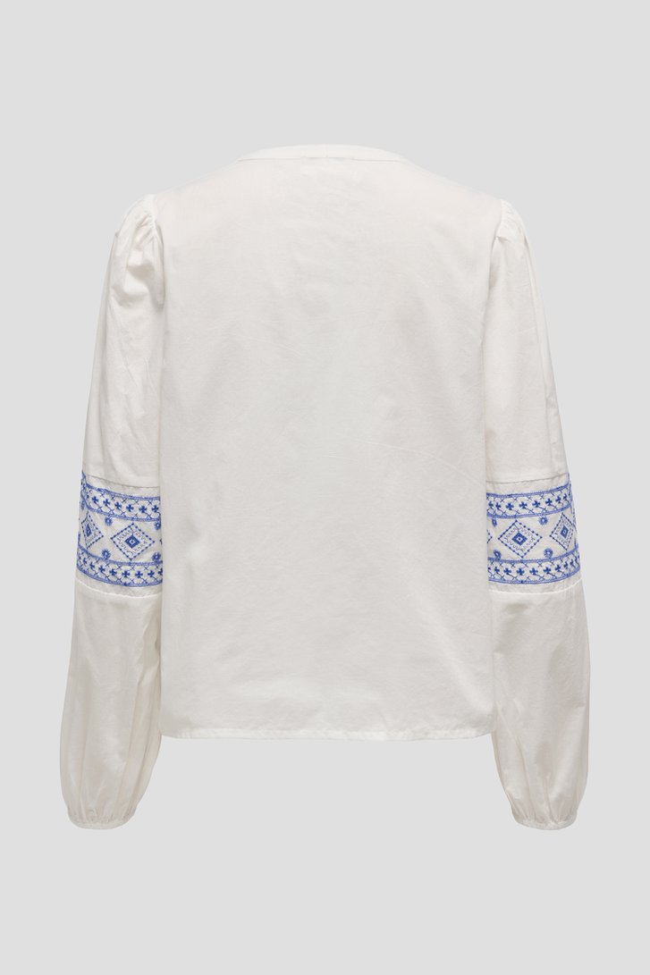 Witte blouse met blauw borduurwerk van JDY voor Dames