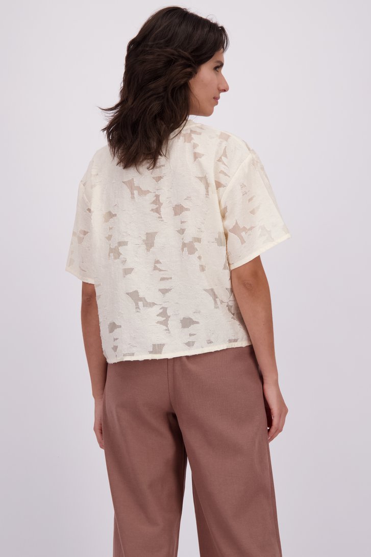 Achterkant van Witte blouse met broderie door Louise voor Dames