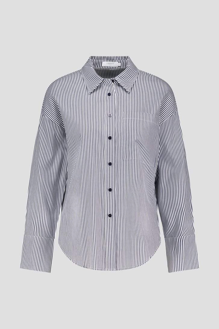 Productfoto 1 van Witte blouse met donkerblauw gestreept motief door Liberty Island voor Dames