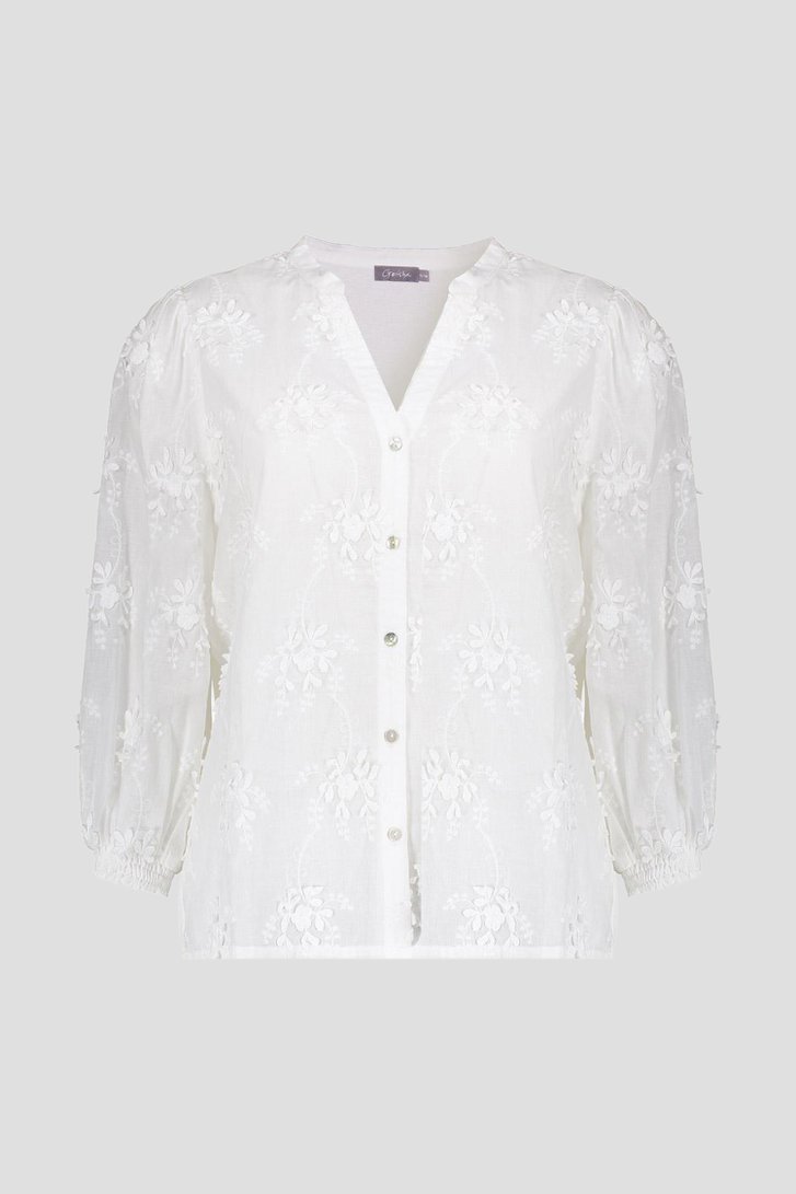 Productfoto 1 van Witte blouse met geborduurd bloemenmotief door Geisha voor Dames