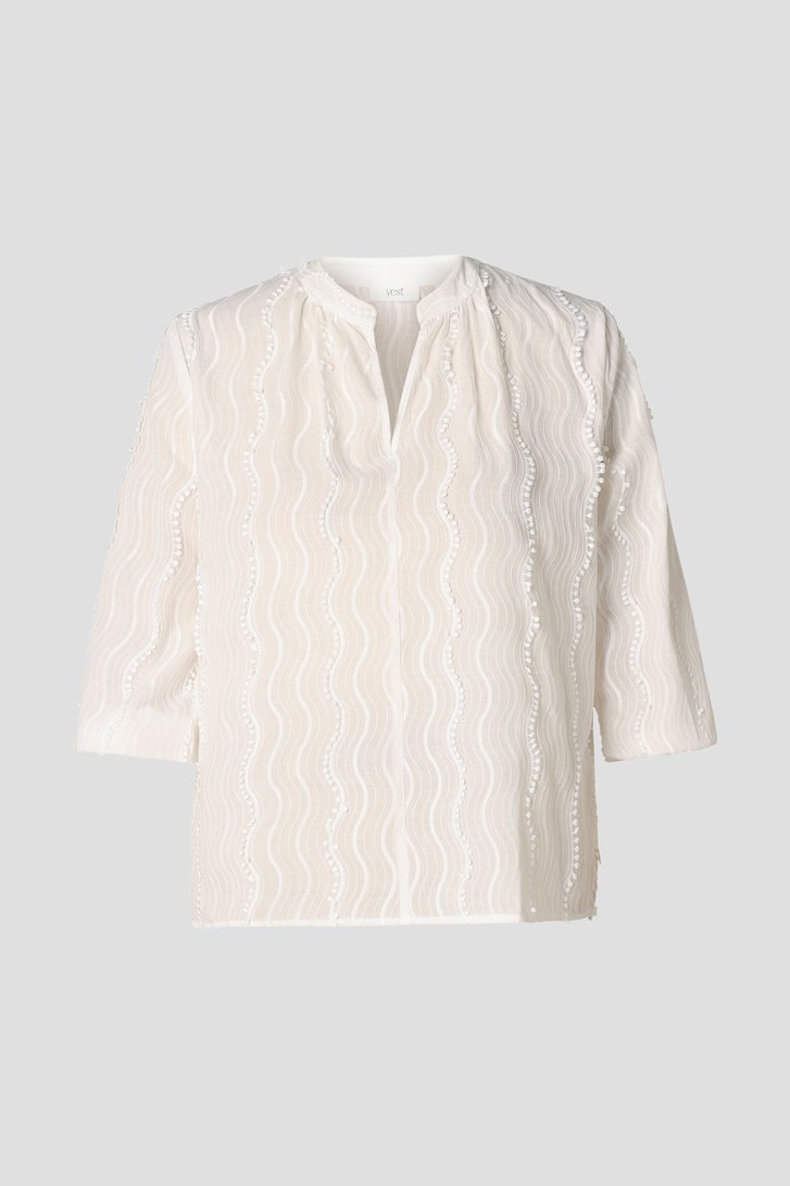 Productfoto 1 van Witte blouse met golvende ton-sur-ton strepen door Yest Curve voor Dames