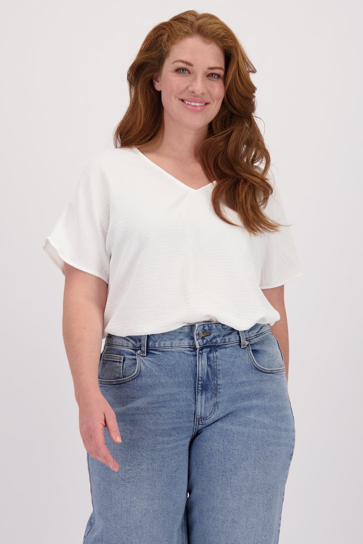 Voorkant van Witte blouse met korte mouwen door ONLY Carmakoma voor Dames