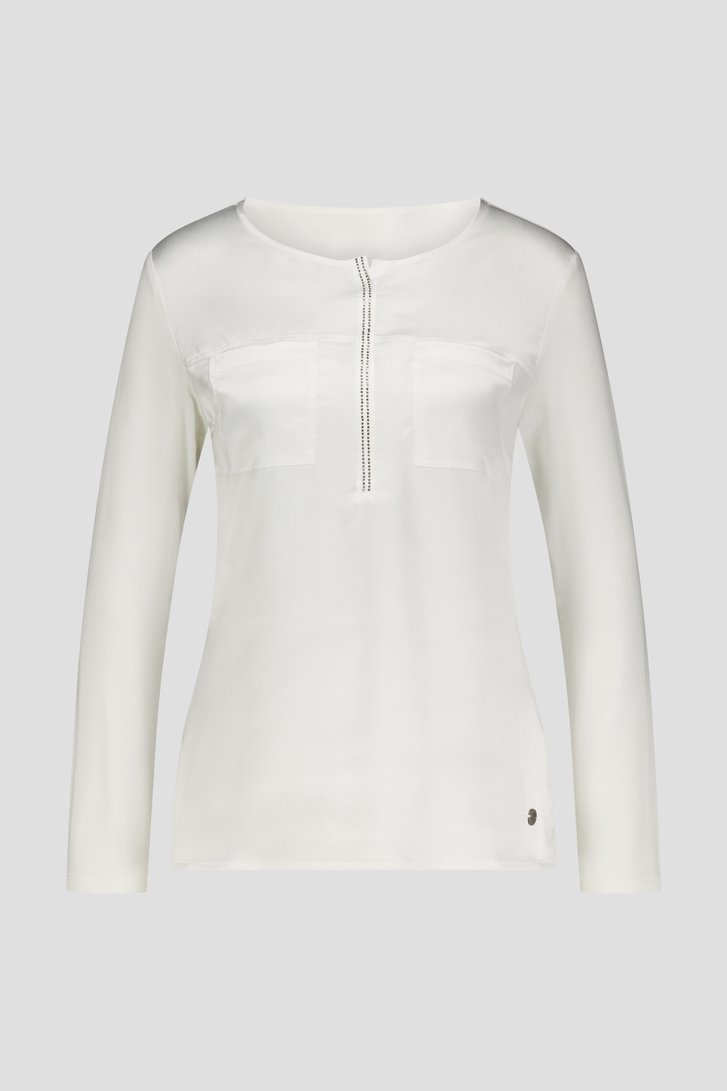 Witte blouse met strass steentjes van Barbara Lebek voor Dames