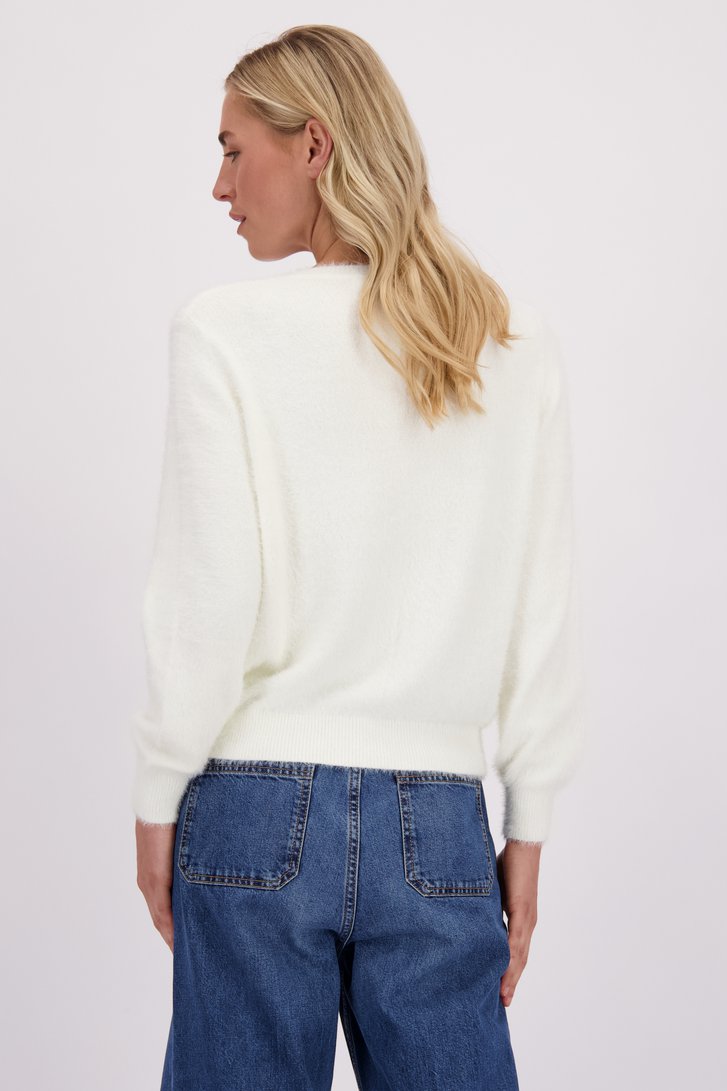 Achterkant van Witte cardigan in faux-furstof door Liberty Island voor Dames