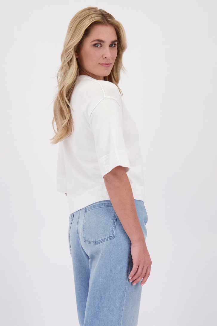 Achterkant van Witte cardigan met driekwartsmouwen  door Libelle voor Dames