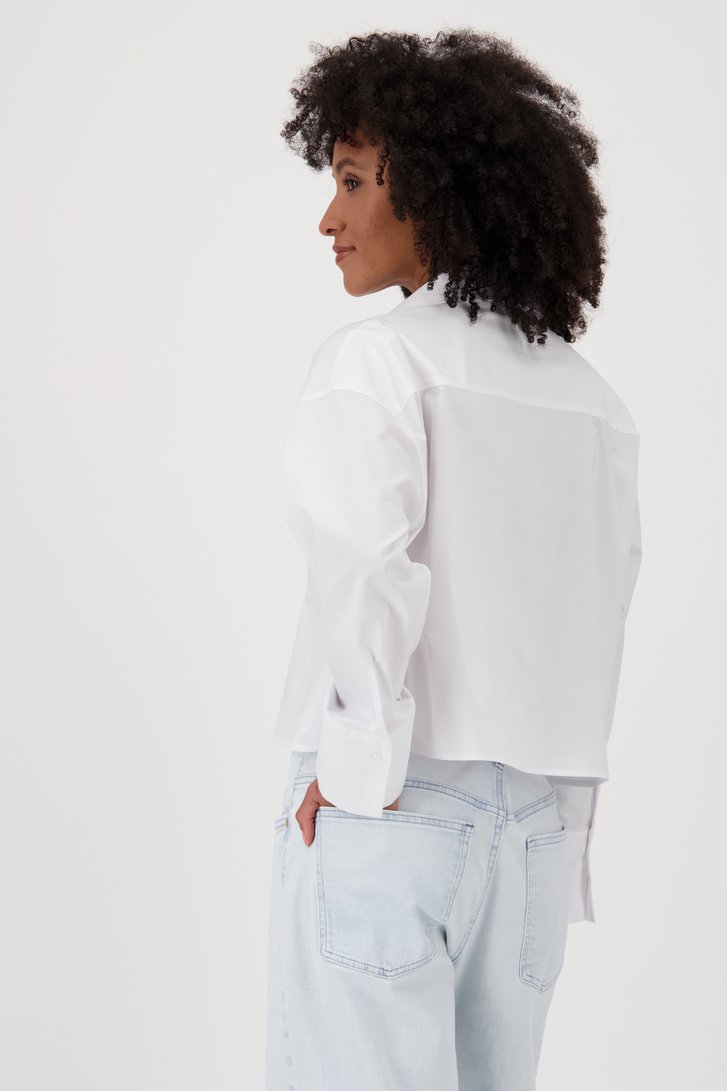 Achterkant van Witte cropped hemdblouse  door Louise voor Dames