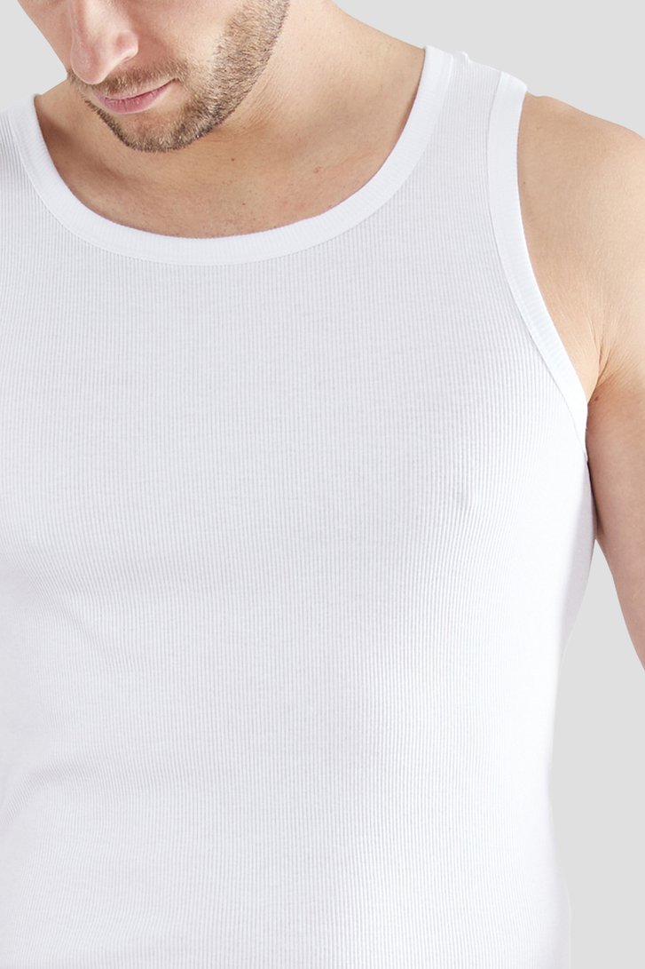 Witte geribde tanktop - Set van 2 van Tom Tailor voor Heren