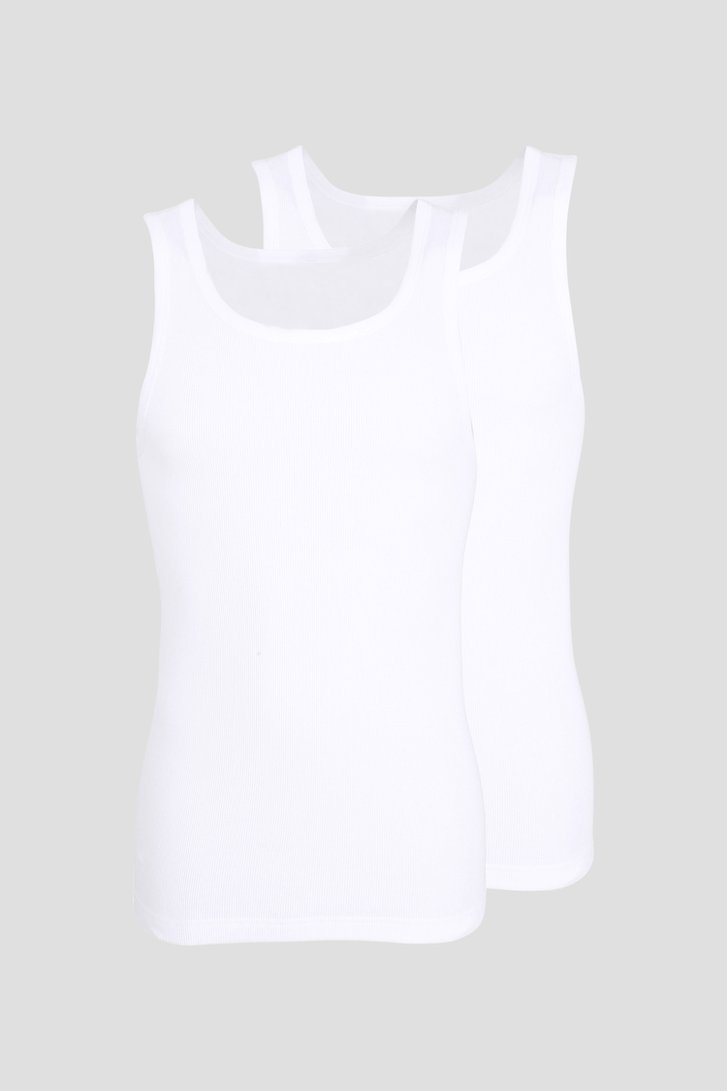 Witte geribde tanktop - Set van 2 van Tom Tailor voor Heren