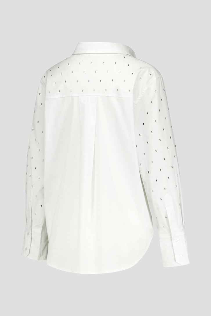 Witte hemdblouse met strass steentjes van Louise voor Dames