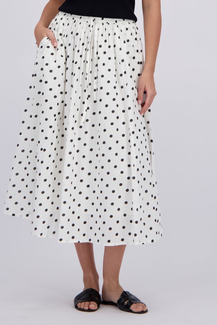 Productfoto 1 van Witte midirok met zwarte polkadotprint door JDY voor Dames