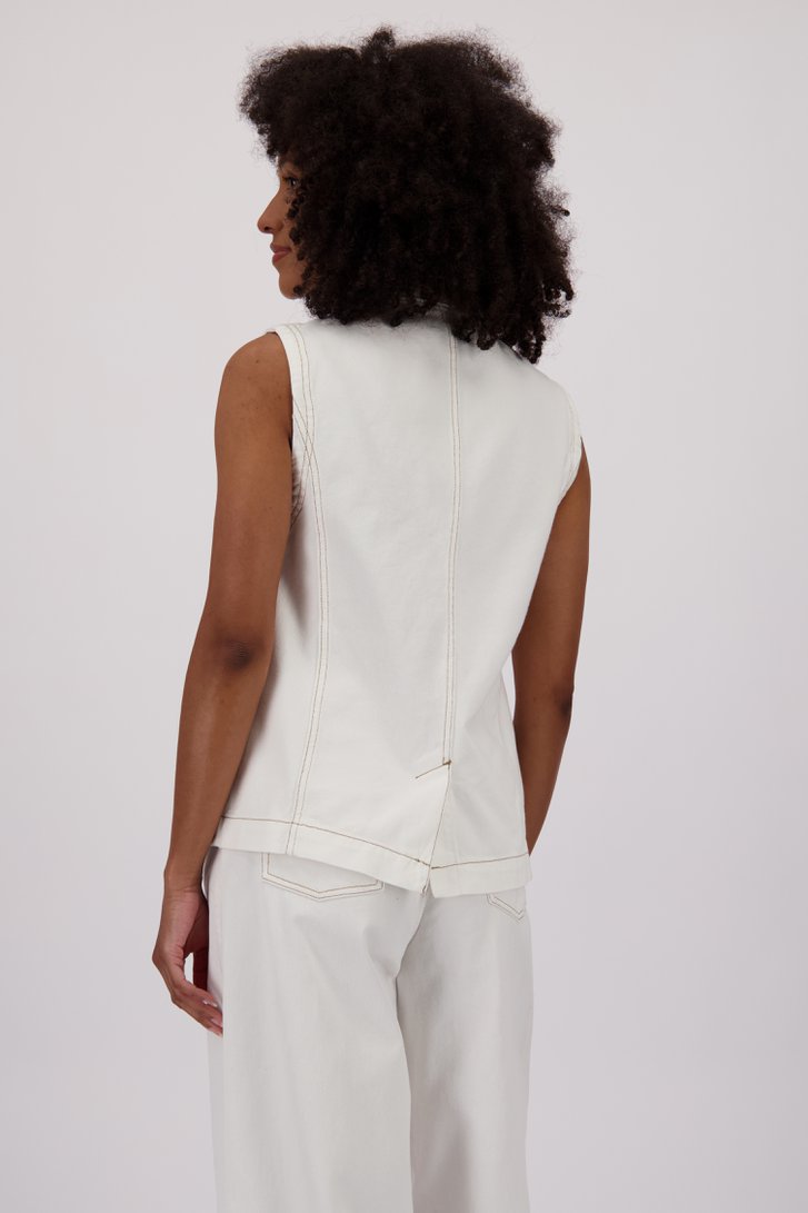 Witte mouwloze jeansvest van Louise voor Dames