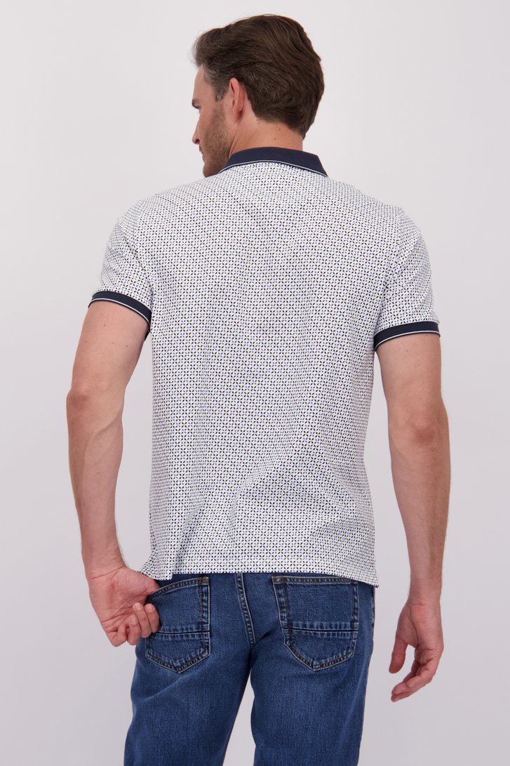 Witte polo met blauwe print van Dansaert Blue voor Heren