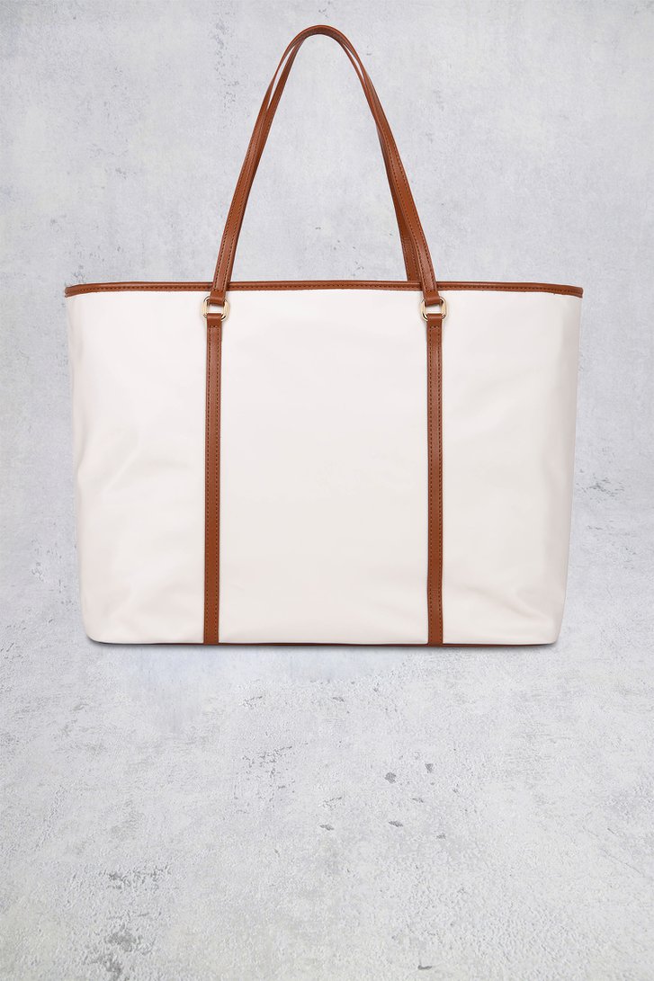 Achterkant van Witte schoudertas met bruine details door Laurent David voor Dames