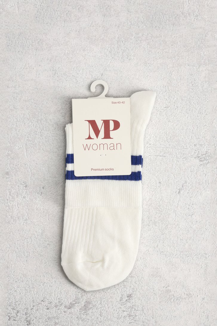 Productfoto 1 van Witte sokken met donkerblauwe streepjes door MP Denmark voor Dames