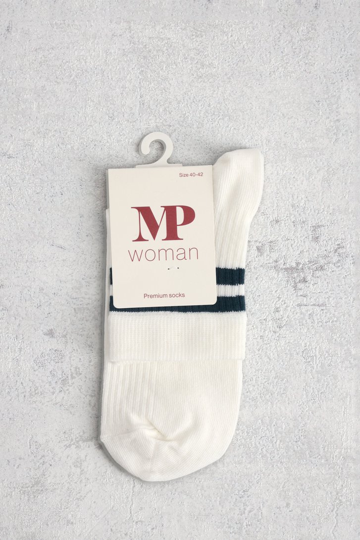 Productfoto 1 van Witte sokken met donkergroene streepjes door MP Denmark voor Dames