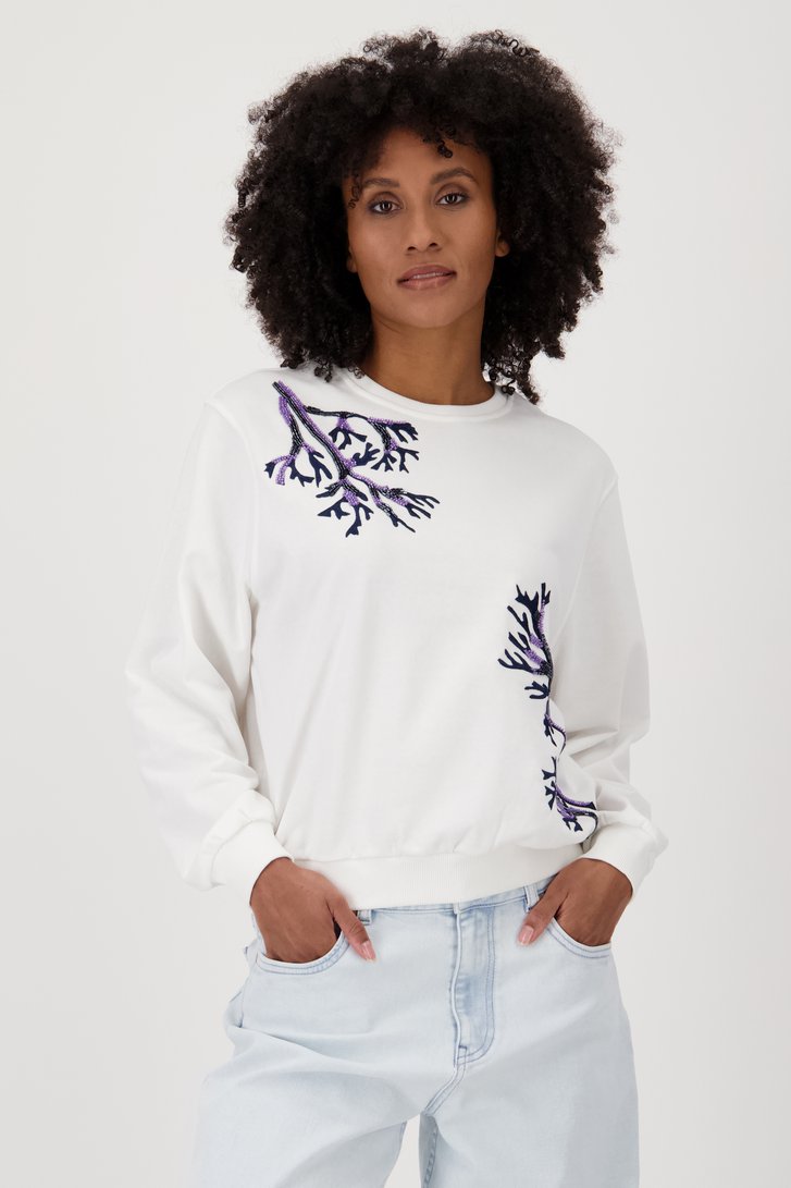 Witte sweater met borduursel van Louise voor Dames