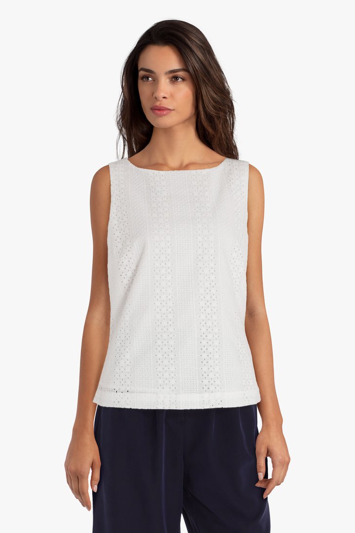 Witte top met broderie anglaise