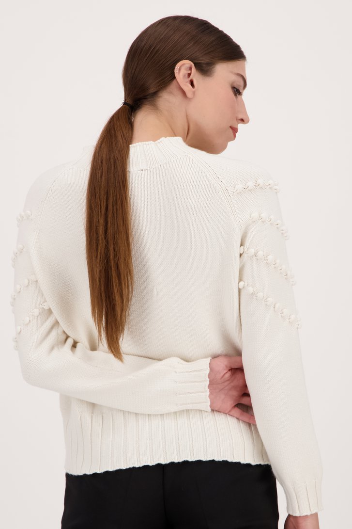 Witte trui met in bolletjes gebreid patroon van More & More voor Dames