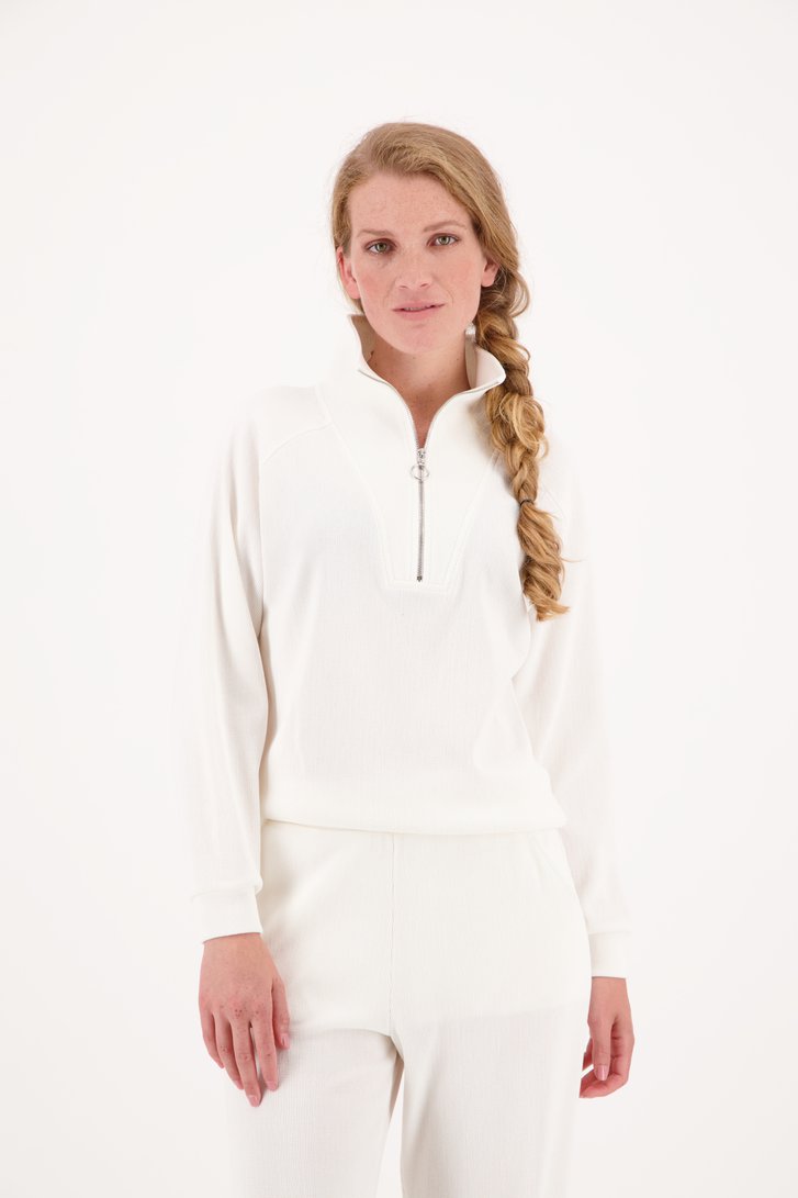 Witte trui met korte rits van Liberty Island homewear voor Dames