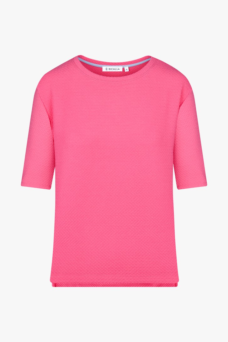 Zacht, roze T-shirt met textuur van Bicalla voor Dames