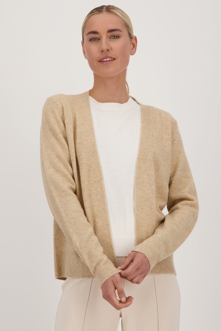 Voorkant van Zachte beige cardigan zonder knopen door Liberty Island voor Dames