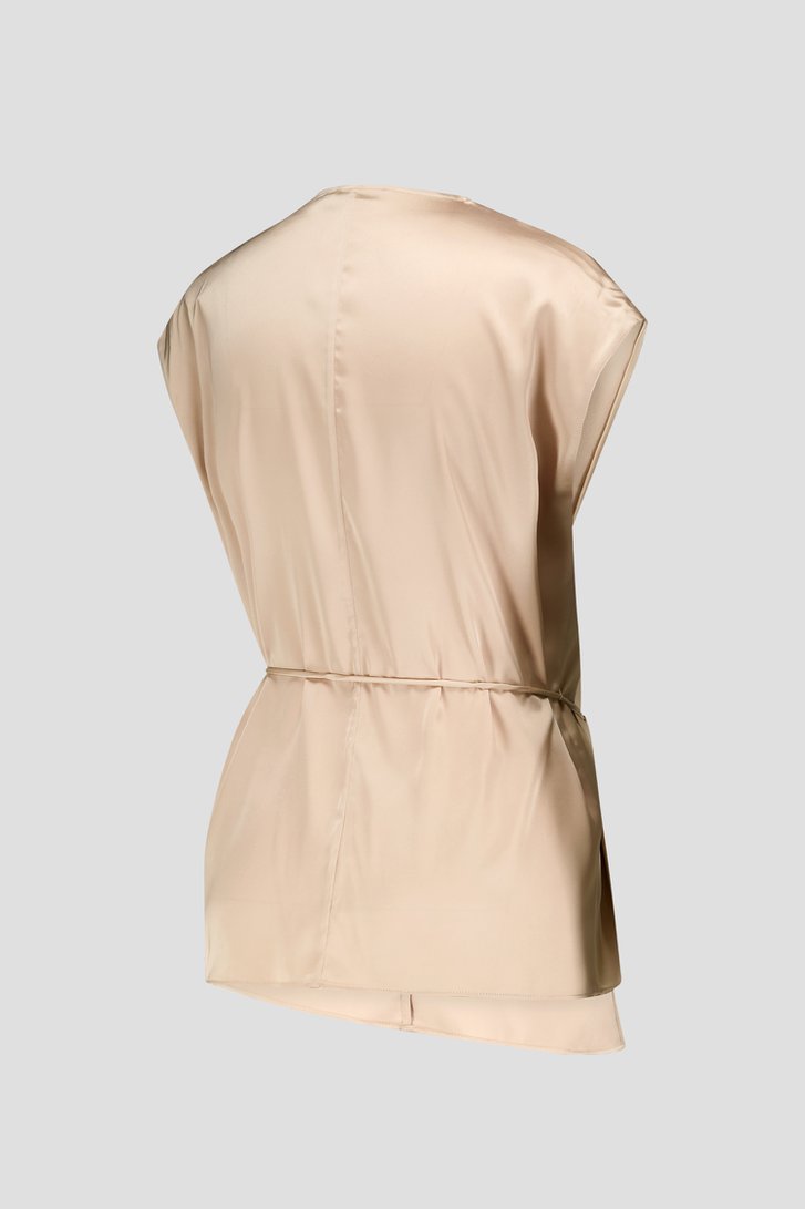 Zandbeige blouse met satin look van D'Auvry voor Dames