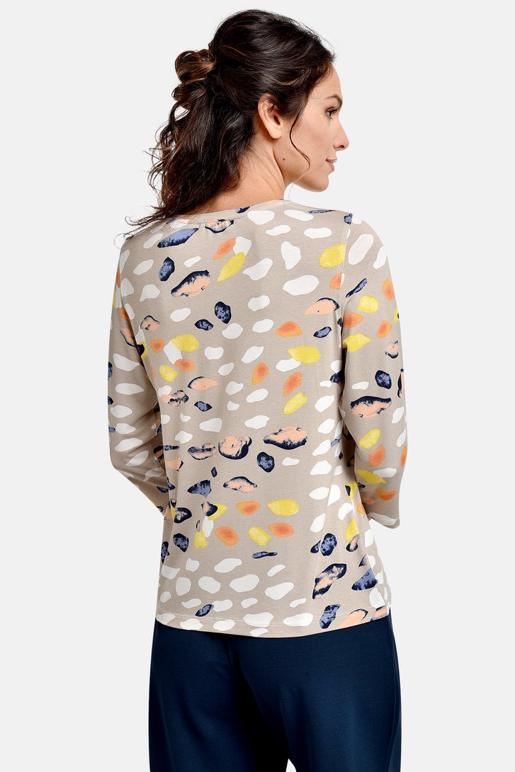 Zandkleurig T-shirt met kleurrijke print van Bicalla voor Dames