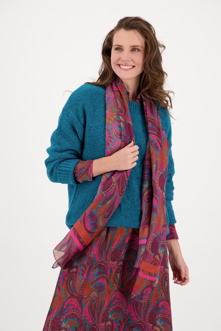 Zijdezachte sjaal met kleurrijke print van More & More voor Dames