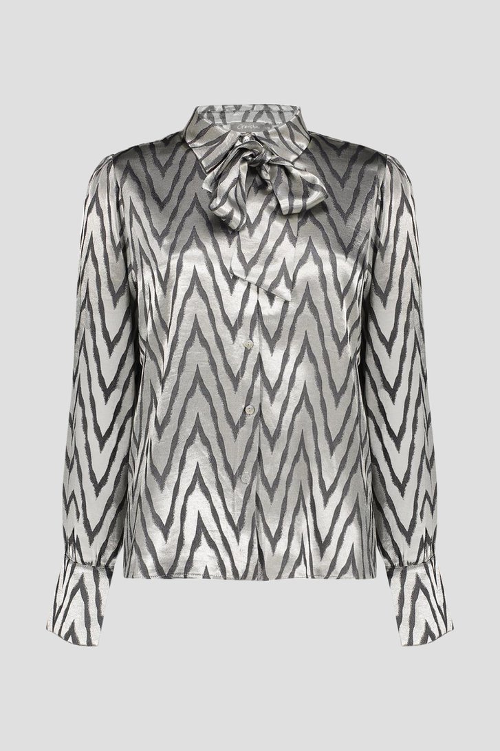 Productfoto 1 van Zilveren blouse met zwarte print door Geisha voor Dames
