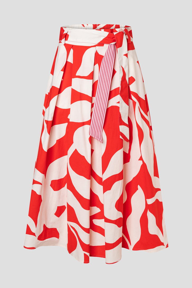 Productfoto 1 van Zomerrok met wit-rood bladerenmotief door More & More voor Dames