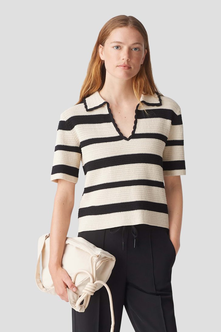 Zwart-beige gebreid truitje van Opus voor Dames