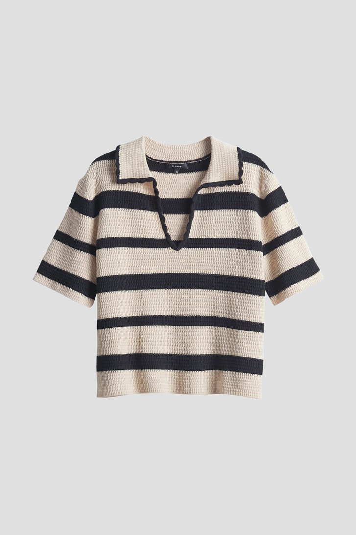 Zwart-beige gebreid truitje van Opus voor Dames