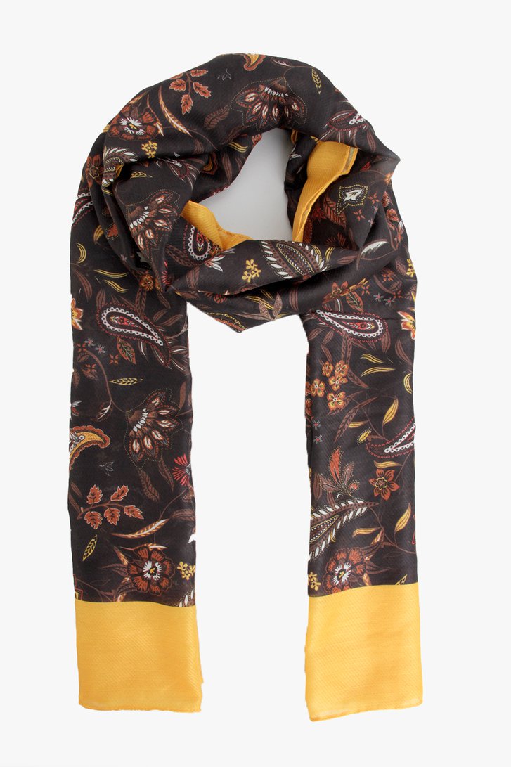Zwart-gele sjaal met paisley print