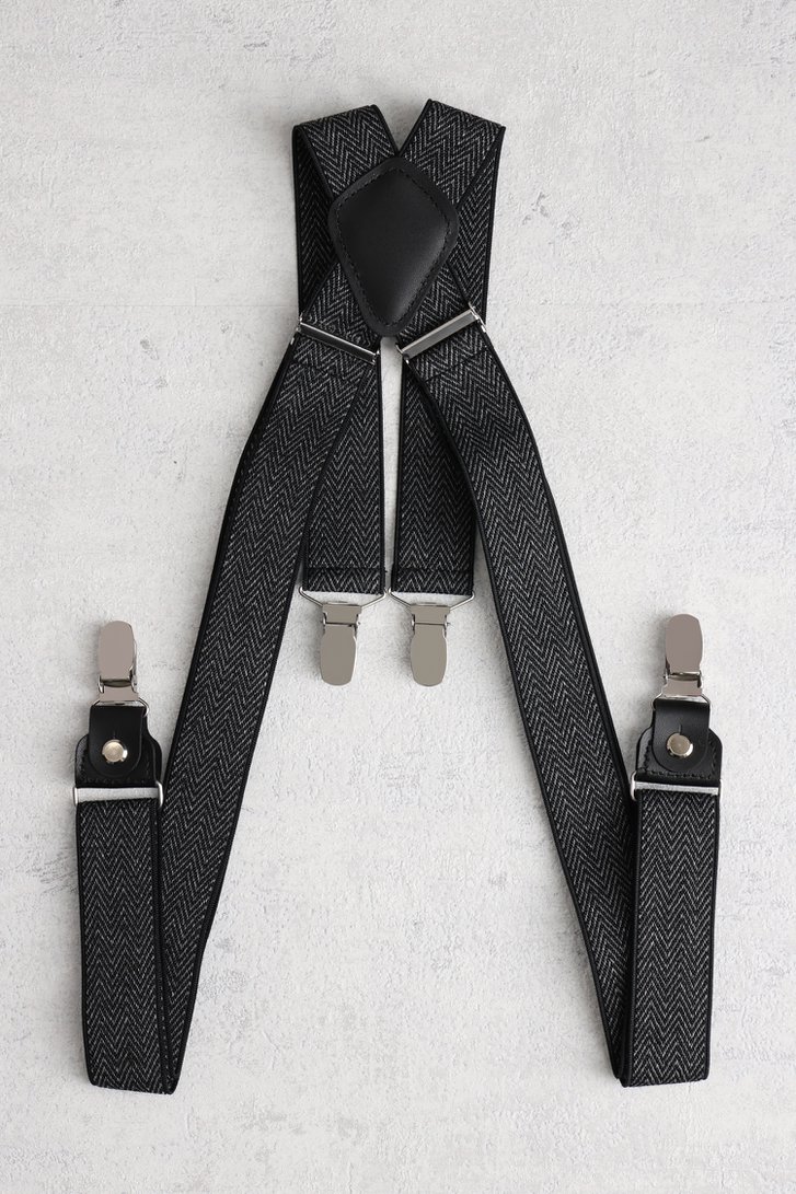 Voorkant van Zwart-grijze bretellen door Liberty Island voor Heren