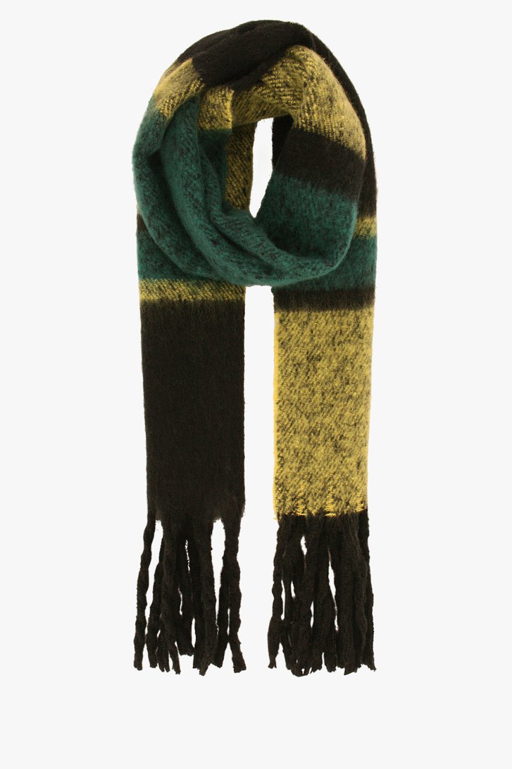 Zwart-groene sjaal met franjes van Liberty Island voor Dames