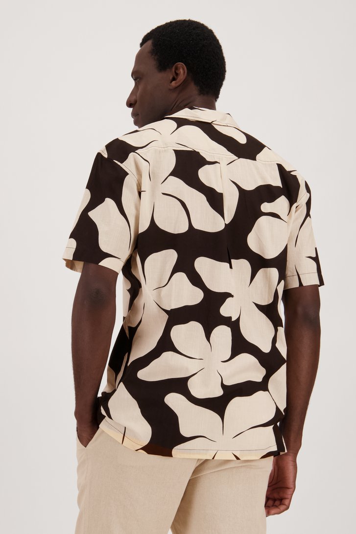 Zwart hemd met lichtbeige print - Regular fit van Casual Five voor Heren