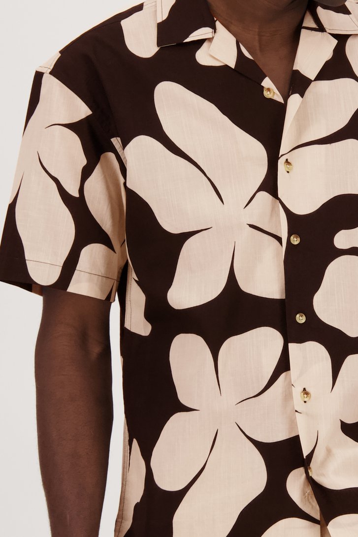 Zwart hemd met lichtbeige print - Regular fit van Casual Five voor Heren